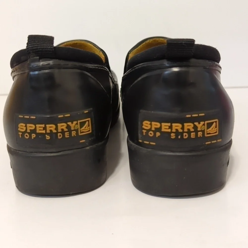 Sperry top spider black rubber low top shoes. Men's size 8.5 woman's size 10